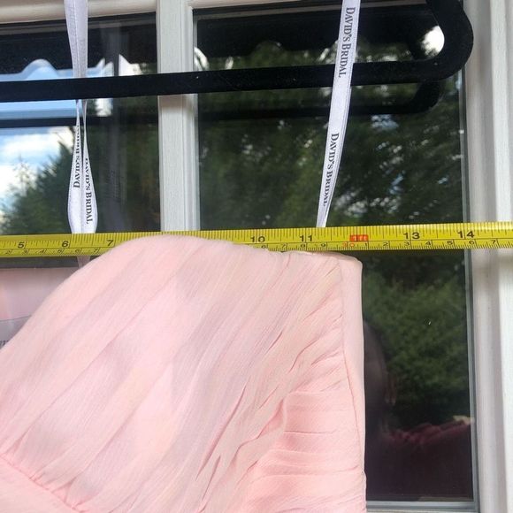 David’s Bridal Pink Blush Strapless Chiffon Party/Bridesmaid Dress with Ruffles - Picture 8 of 9